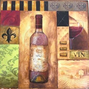 Metal Wall Art Sign Italian Wine Theme